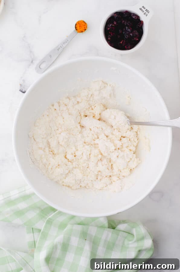 Cream scone dough after the cream has been added.