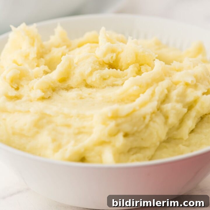 bowl of fluffy whipped potatoes with cottage cheese
