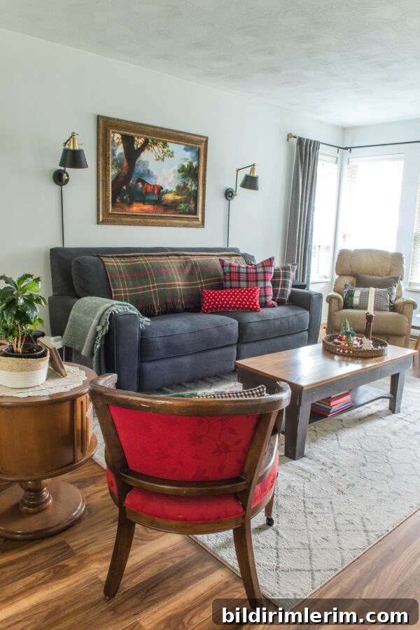 Plaid throws and pillows on a chair