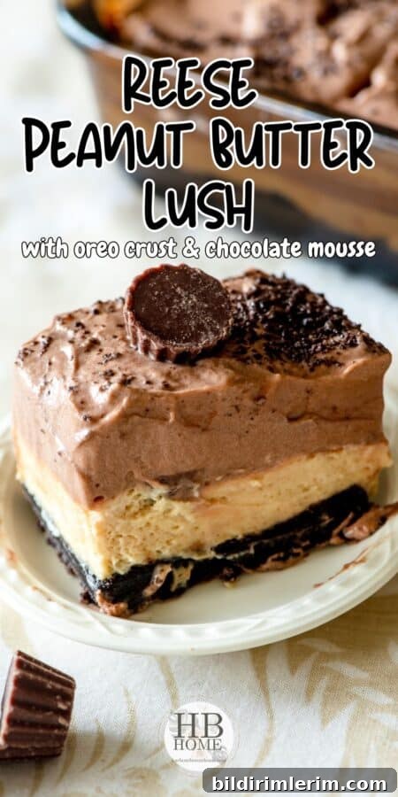 Close up of peanut butter lush dessert