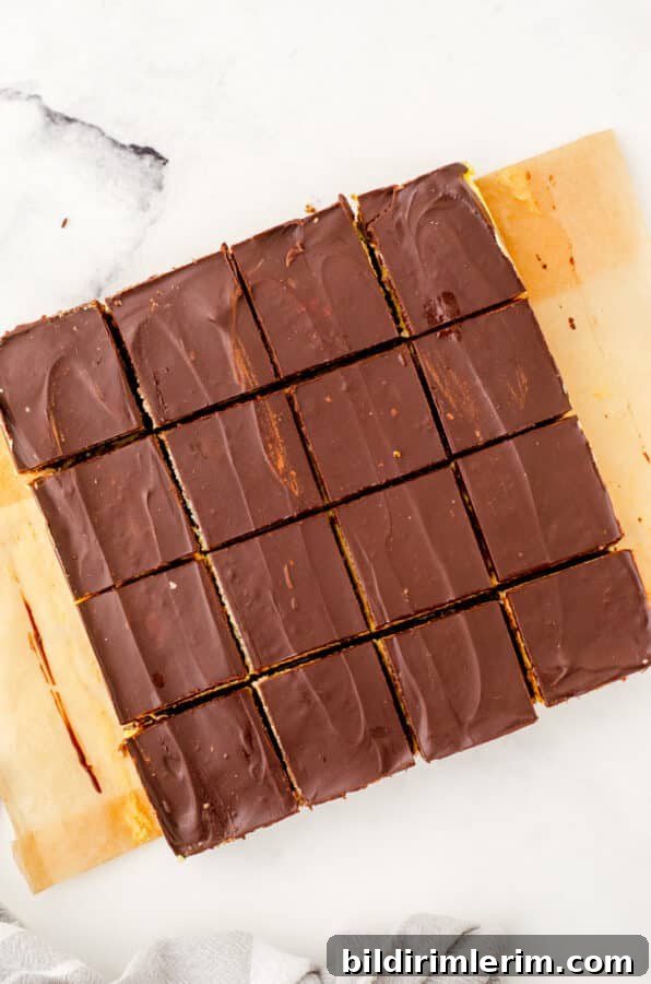 Chilled Nanaimo bars cut into squares