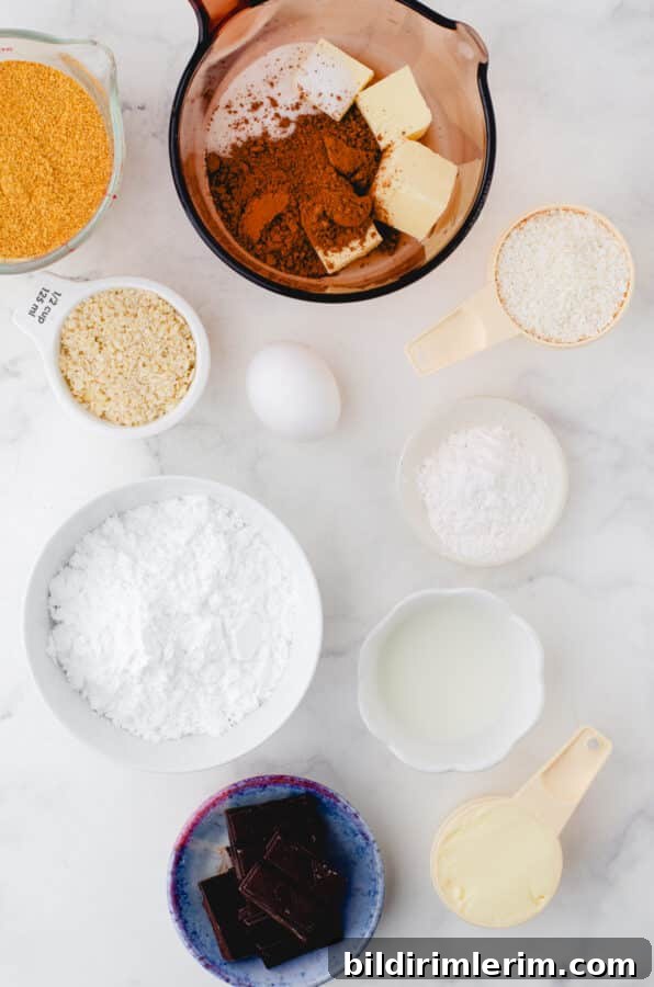 Ingredients for Nanaimo bars