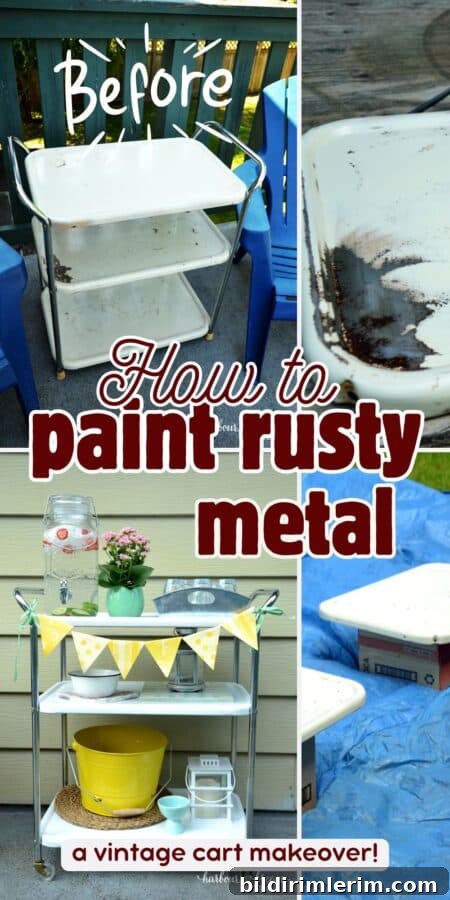 DIY Paint Rusty Metal: Weekend Vintage Cart Makeover 6 img 9180 16