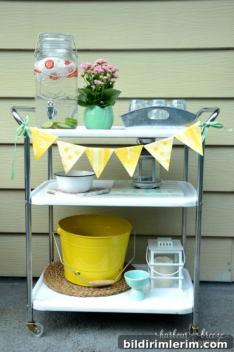 DIY Paint Rusty Metal: Weekend Vintage Cart Makeover 4 3 tier rolling cart vintage metal cart after its makeover