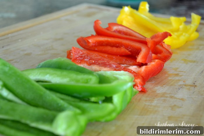 Greek Salad Meal Prep: Make-Ahead Lunch Recipe 4 Peppers sliced on cutting board