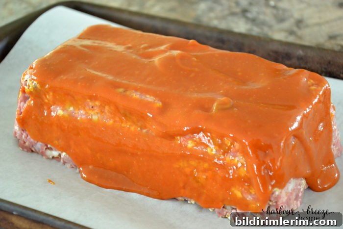 Meatloaf covered in a homemade barbecue sauce glaze.