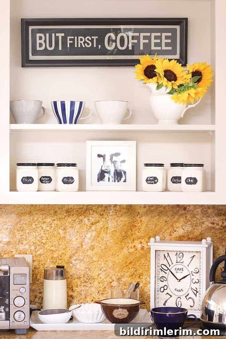 open shelving coffee station