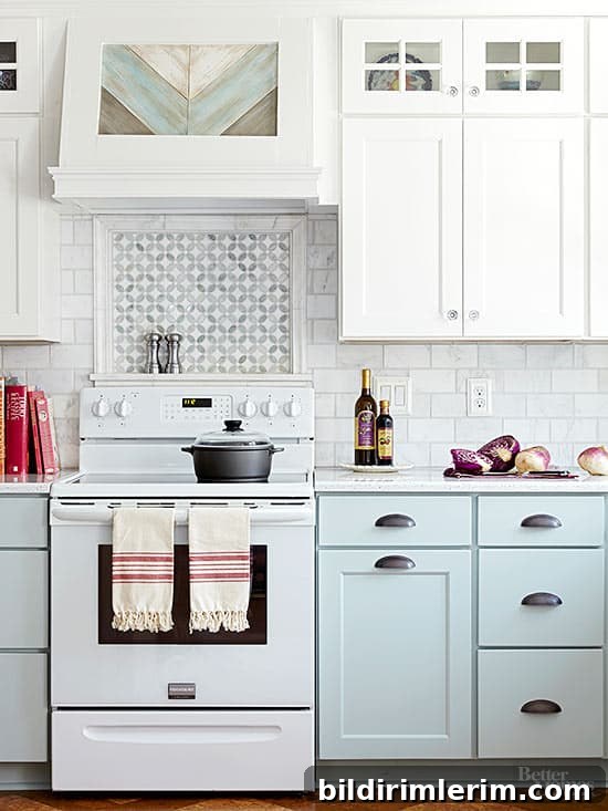Paint Colors for Small Kitchens Soft Green, Blue and White Kitchen