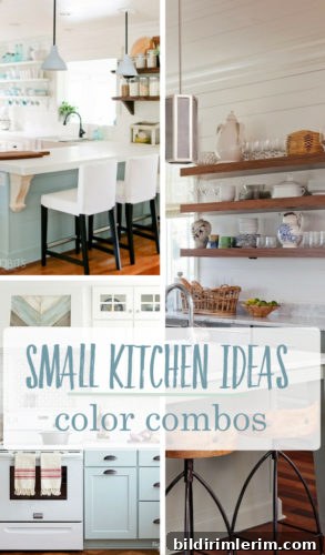 Paint Color Combinations for Small Kitchens | See beautiful examples of how color can play a beautiful role in the overall design of small kitchens. From blue and white to gray and red, the results are stunning! #smallkitchens #blueandwhite Paint Color combinations for small Kitchens