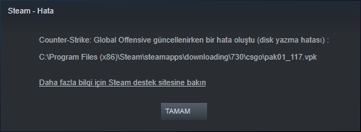 Cs Go Disk Yazma Hatası nedir